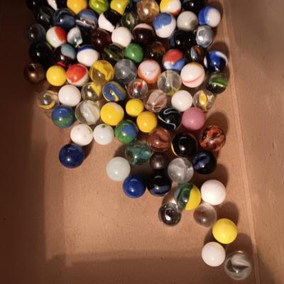 2 PINT SIZE JARS OF MARBLES