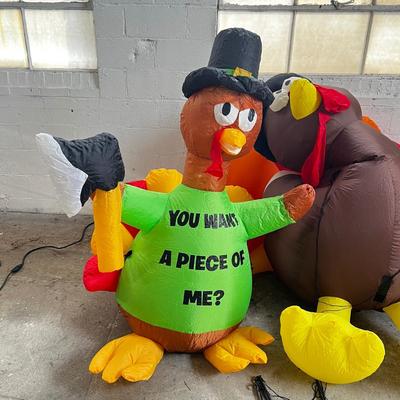 584 Two Turkey Outdoor Blow up Fall Decor