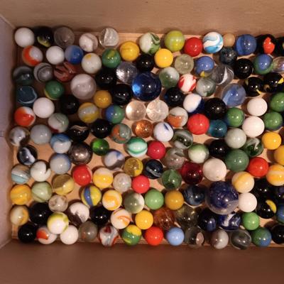 2 PINT SIZE JARS OF MARBLES