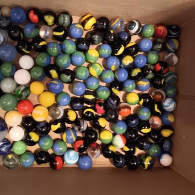 2 PINT SIZE JARS OF MARBLES