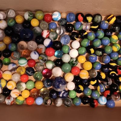 2 PINT SIZE JARS OF MARBLES