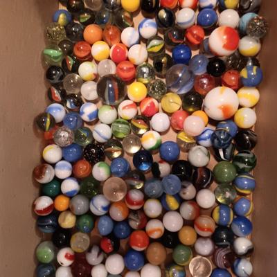 2 PINT JARS OF MARBLES