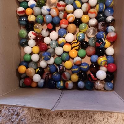 2 PINT JARS OF MARBLES