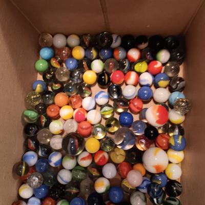 2 PINT JARS OF MARBLES