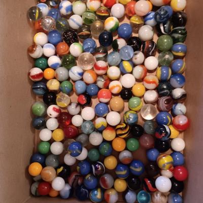 2 PINT JARS OF MARBLES