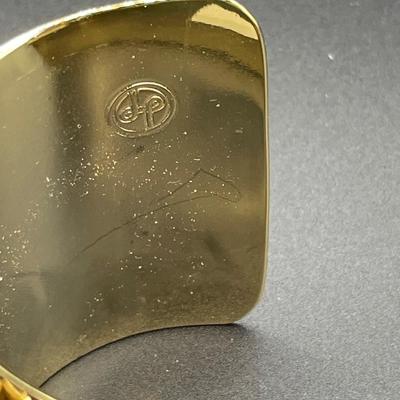 Fancy gold tone cuff bracelet