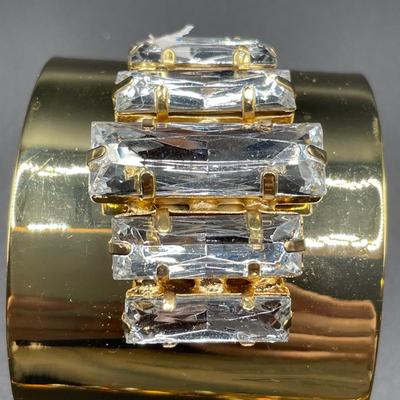 Fancy gold tone cuff bracelet