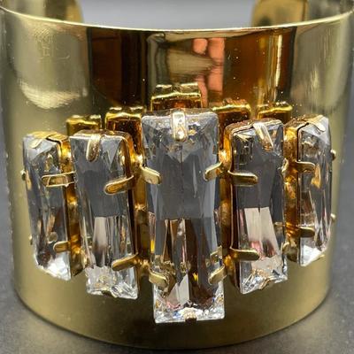 Fancy gold tone cuff bracelet