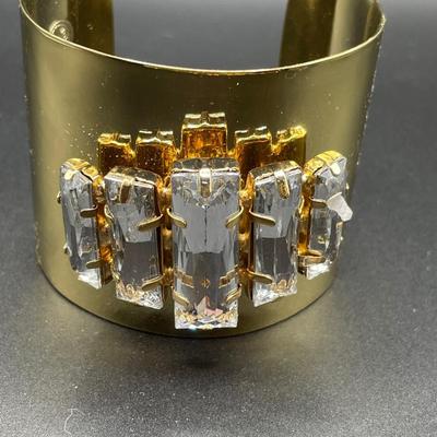 Fancy gold tone cuff bracelet