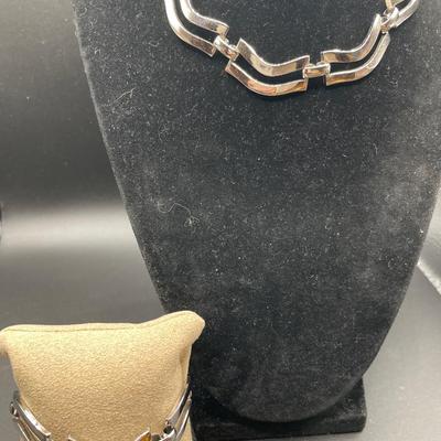 Sperry signed choker, clip ons and bracelet set