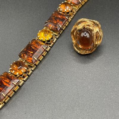 Napier ring and amber stone bracelet