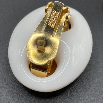 Napier white and gold tone clip ons and bracelet