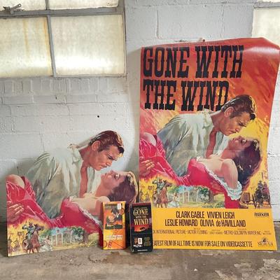 729 Lot of Gone with Wind Video & Cardboard Stand