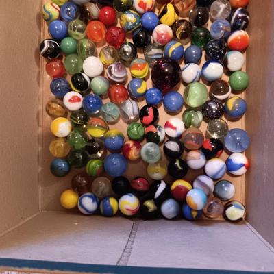 2 PINT JARS OF MARBLES