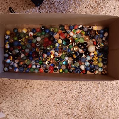 2 PINT JARS OF MARBLES