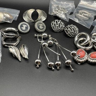 Silver tone clip on earrings