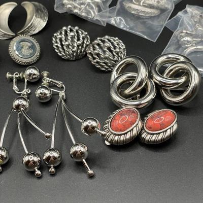 Silver tone clip on earrings