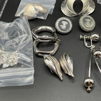 Silver tone clip on earrings