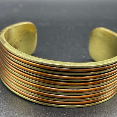 Gold tone cuff & Monet hinged bracelet