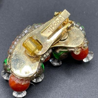 Hobe Green and orange bracelet & clip ons