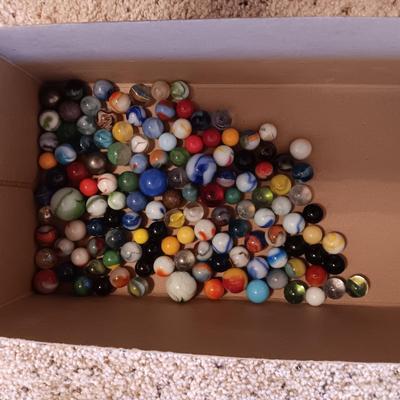 1 QUART AND 1 PINT JARS OF MARBLES