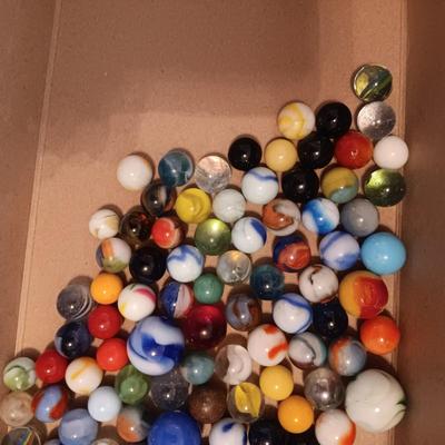 1 QUART AND 1 PINT JARS OF MARBLES