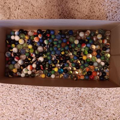 1 QUART AND 1 PINT JARS OF MARBLES