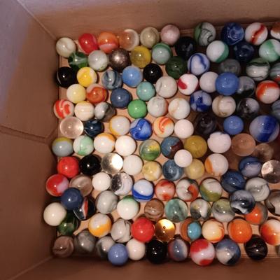 2 PINT JARS OF MARBLES