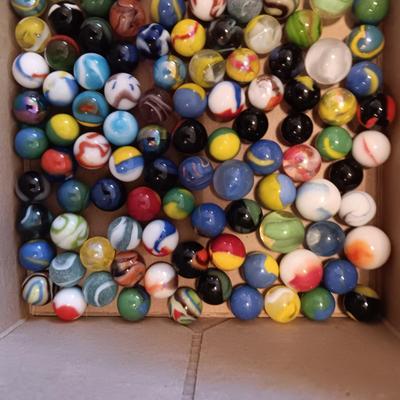 2 JARS OF MISC MARBLES