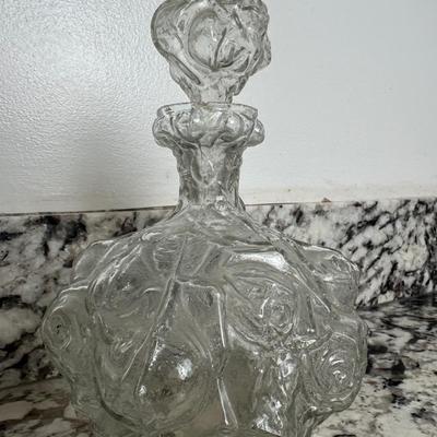 Glass Floral Decanter with Stopper