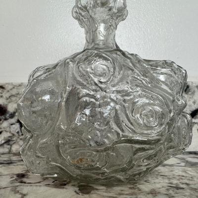Glass Floral Decanter with Stopper