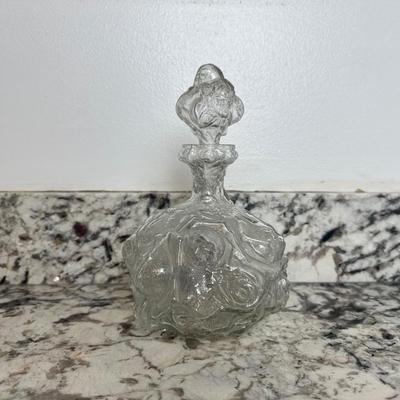 Glass Floral Decanter with Stopper