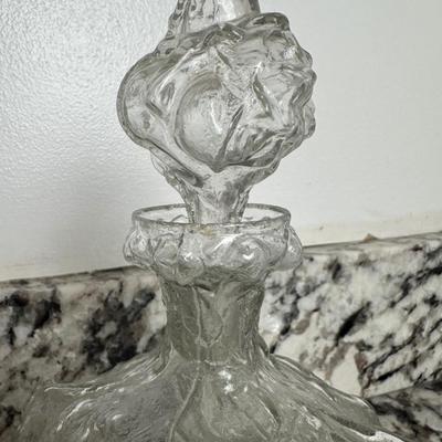 Glass Floral Decanter with Stopper
