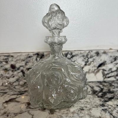 Glass Floral Decanter with Stopper