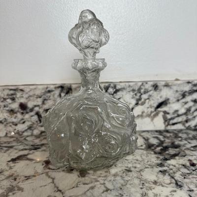 Glass Floral Decanter with Stopper