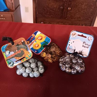 3 UNOPENED BAGS OF MARBLES