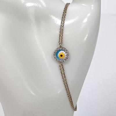 LOT 25: Multi-Colored Gem Bracelet with 925 Chain, Sterling 925 Evil Eye Bracelet, Silver-Tone Angel Pendant & 925 Necklace Chains.