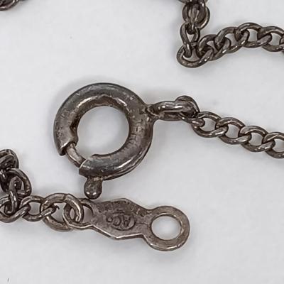LOT 26: Sterling 925 Eastern Star Society Pendant and Chain with Sterling and Crystal Gemstone Necklace & Thin Sterling Chain