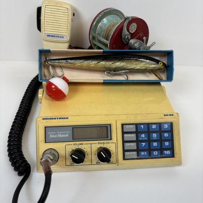 LOT 30: Vintage Unimetrics Marine Transceiver Sea Hawk, Fishing Reel & Rebel Lure