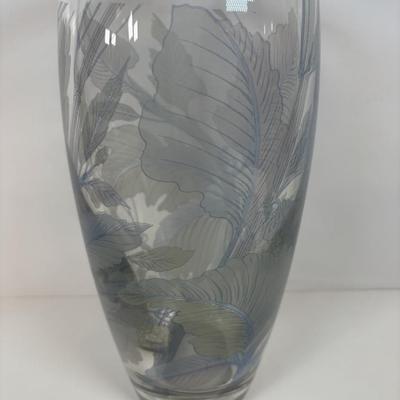 LOT 31: Beautiful Rosenthal Heavy Crystal Vase - Studio Linie - Frosted Design circa 1970's Era approx. 10" tall