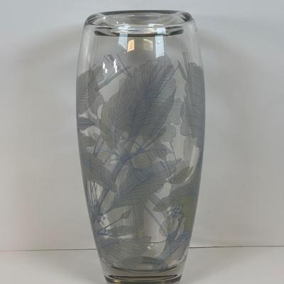 LOT 31: Beautiful Rosenthal Heavy Crystal Vase - Studio Linie - Frosted Design circa 1970's Era approx. 10" tall