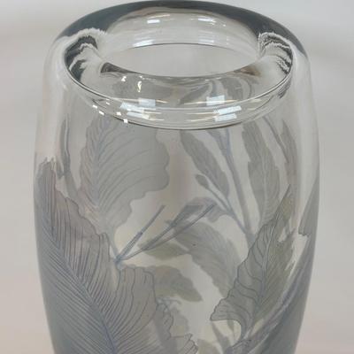 LOT 31: Beautiful Rosenthal Heavy Crystal Vase - Studio Linie - Frosted Design circa 1970's Era approx. 10" tall