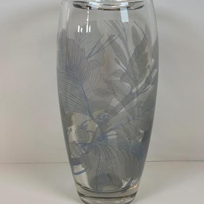 LOT 31: Beautiful Rosenthal Heavy Crystal Vase - Studio Linie - Frosted Design circa 1970's Era approx. 10" tall