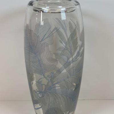 LOT 31: Beautiful Rosenthal Heavy Crystal Vase - Studio Linie - Frosted Design circa 1970's Era approx. 10" tall