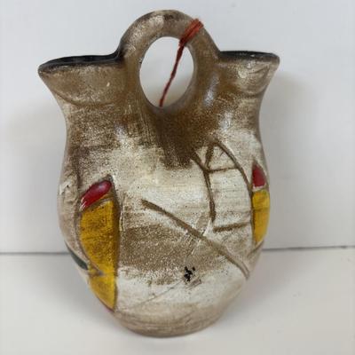 LOT 35: Hand-Crafted Native American Doll Doorstop, Native American Wedding Pitcher, Brown Glazed Stoneware Crock