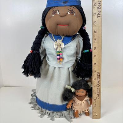 LOT 35: Hand-Crafted Native American Doll Doorstop, Native American Wedding Pitcher, Brown Glazed Stoneware Crock