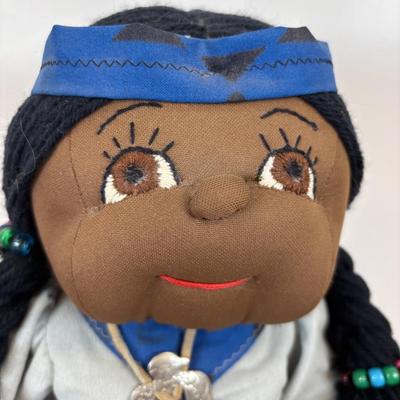 LOT 35: Hand-Crafted Native American Doll Doorstop, Native American Wedding Pitcher, Brown Glazed Stoneware Crock