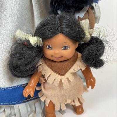 LOT 35: Hand-Crafted Native American Doll Doorstop, Native American Wedding Pitcher, Brown Glazed Stoneware Crock