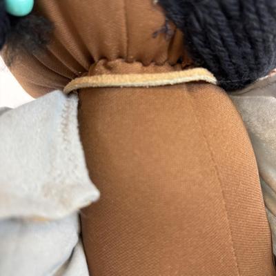 LOT 35: Hand-Crafted Native American Doll Doorstop, Native American Wedding Pitcher, Brown Glazed Stoneware Crock