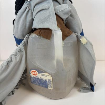 LOT 35: Hand-Crafted Native American Doll Doorstop, Native American Wedding Pitcher, Brown Glazed Stoneware Crock